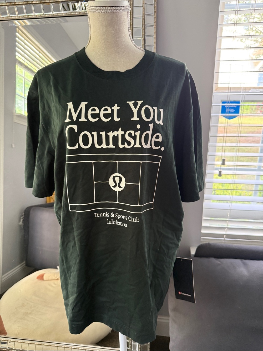 lululemon athletica Green Short Sleeve Tee with White Courtside Graphic
